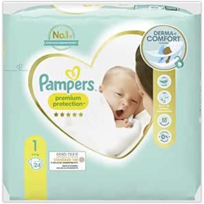 PAMPERS PREMIUM PROTECTION DIAPERS N.1 ( 2-5KG) 24S ( 1 X 4 ) - Image 1