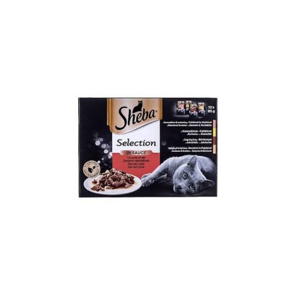 3065890095939 SHEBA POUCHES 12X85GR SELECTION JUICY FLAVORS IN SAUSE RED BBD 29/08/26 ( 1 X 4 ) - Image 1