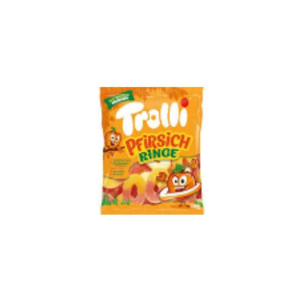 4000512463436 TROLLI PEACH RINGS 150GR BBD 15/07/25 ( 1 X 21 ) - Image 1