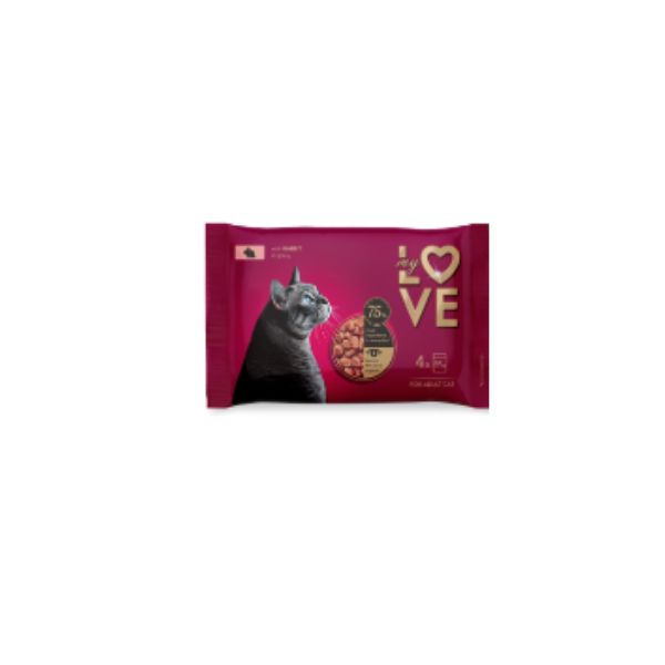 4820269142329 MY LOVE CAT POUCHES 4X85GR RABBIT IN GRAVY BBD 27/08/27 ( 1 X 13 ) - Image 1