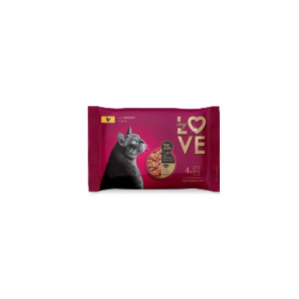 4820269142367 MY LOVE CAT POUCHES 4X85GR CHICKEN IN GRAVY BBD 28/06/27 ( 1 X 13 ) - Image 1