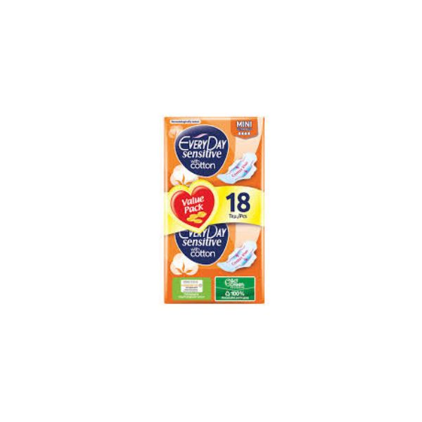 5201263008610 EVERYDAY DUO SENSITIVE ULTRA PLUS MINI 18s ORANGE ( 1 X 18 ) - Image 1