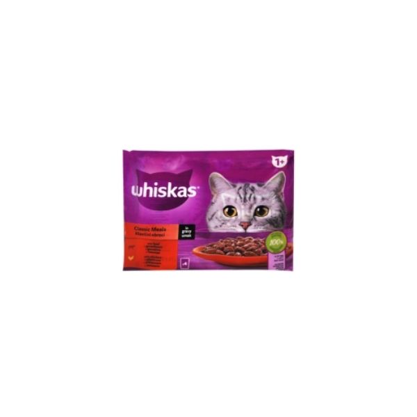 5900951301841 WHISKAS POUCHES 4X85GR 1+ CLASSIC MEALS ( BEEF & CHICKEN ) IN GRAVY BBD 07/02/27 ( 1 X 13 ) - Image 1