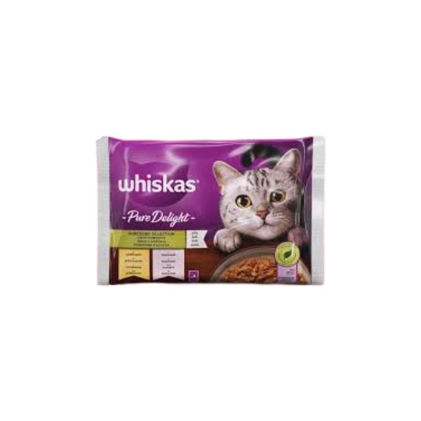 5900951303319 WHISKAS POUCHES 4X85GR PURE DELIGHT CHICKEN&SALMON IN JELLY BBD 21/07/27 ( 1 X 13 ) - Image 1
