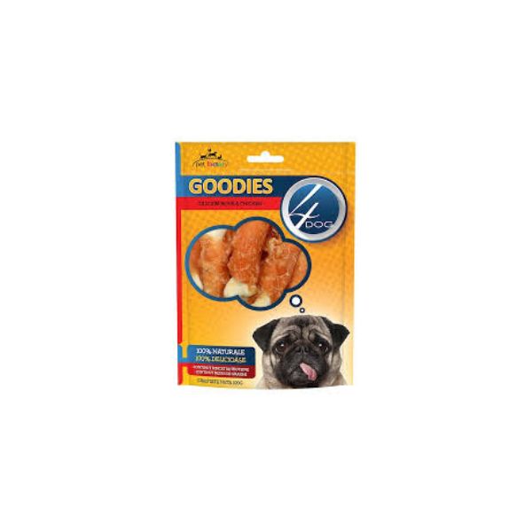 5946060207828 4DOGS GOODIES 100GR BONE AND CHICKEN BBD 30/06/27 ( 1 X 12 ) - Image 1