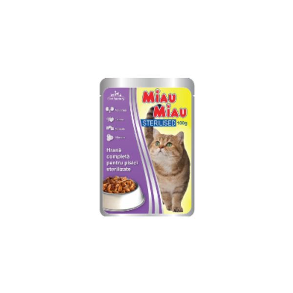 5949060207699 MIAU MIAU POUCHES 100GR STERILISED BBD 07/04/27 ( 1 X 24 ) - Image 1
