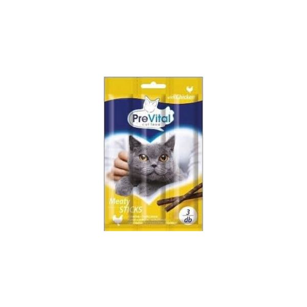 5999566111396 PREVITAL CAT SNACK MEATY STICKS ADULT CHICKEN 3X5GR BBD 09/25 ( 1 X 30 ) - Image 1
