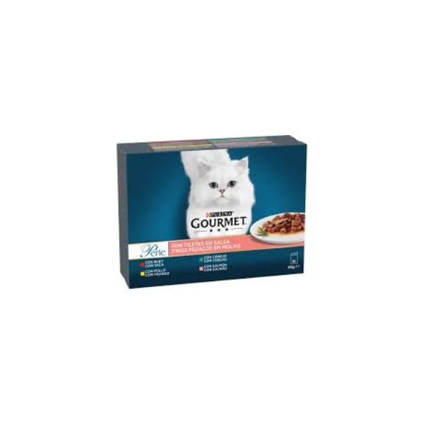 7613034196453 GOURMET PERLE POUCHES 8X85GR IN SAUSE BEEF & CHICKEN & RABBIT & SALMON BBD 04/27 ( 1 X 10 ) - Image 1