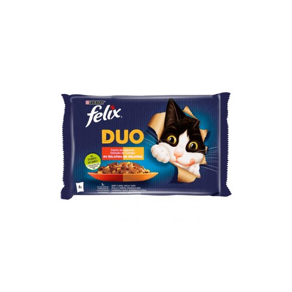 7613287492111 FELIX POUCHES 4X85GR DUO FESTIN DE SABORES JELLY BBD 05/27 ( 1 X 12 ) - Image 1