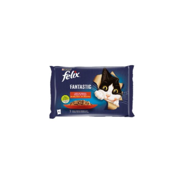 7613287494191 FELIX POUCHES 4X85GR MIX FANTASTIC ( CHICKEN-RABBIT-LAMB-BEEF ) IN JELLY BBD 06/27 ( 1 X 12 ) - Image 1