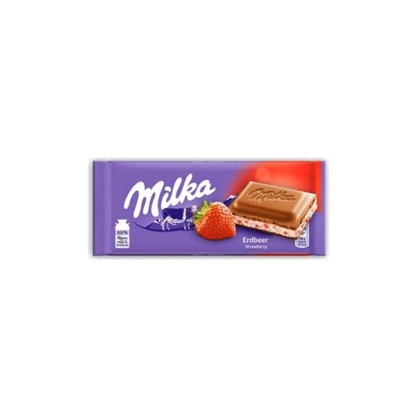 7622210999368 MILKA STRAWBERRY 100GR BBD 27/03/26 ( 1 X 22 ) - Image 1