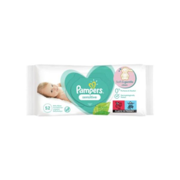 8001841041391 PAMPERS BABY WIPES SENSITIVE 52s ( 1 X 12 ) - Image 1