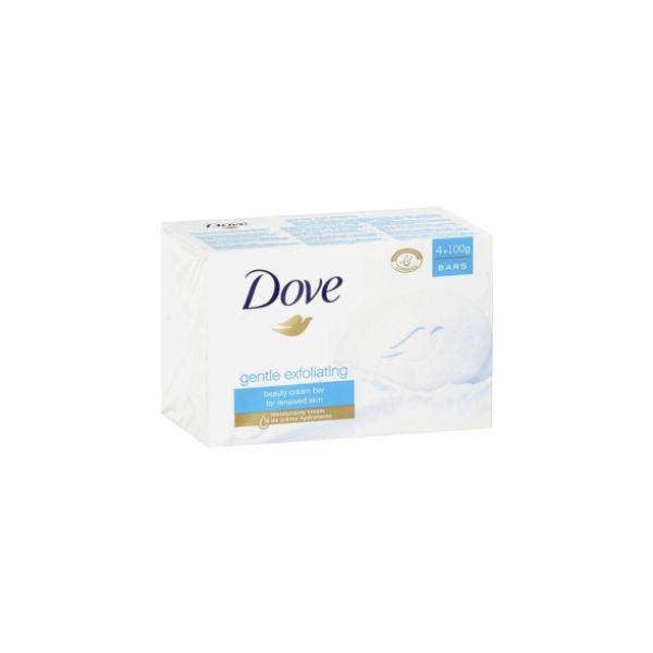 8717163607305 DOVE SOAP 4X90GR GENTLE EXFOLIATING LIGHT BLUE ( 1 X 12 ) - Image 1