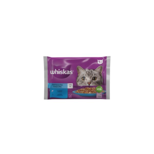 5900951301834 WHISKAS POUCHES 4X85GR FISH SELECTION IN JELLY BLUE BBD 26/01/26 ( 1 X 13 ) - Image 1
