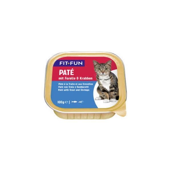 4047777195542 FIT & FUN CAT FOIL 100GR TROUT & SHRIMP PATE BBD 26/06/26 ( 1 X 16 ) - Image 1