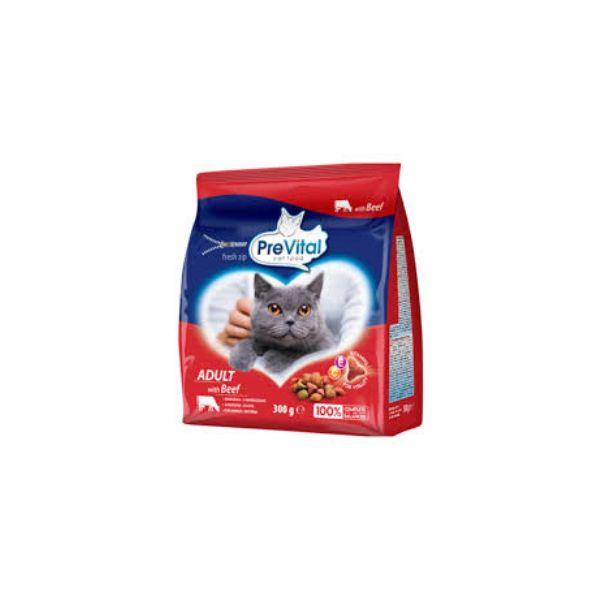 5999566111228 PREVITAL CAT DRY FOOD ADULT BEEF 300GR BBD 21/11/26 ( 1 X 10 ) - Image 1