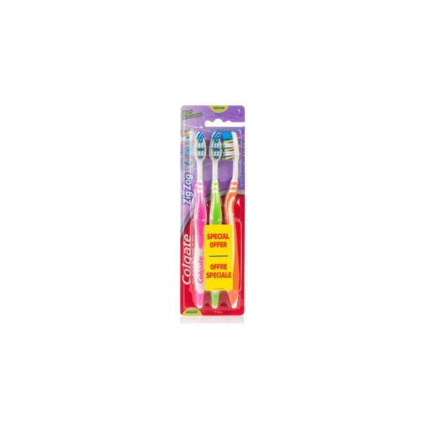 6001067023777 COLGATE TOOTHBRUSH 3 PACK ZIG-ZAG MEDIUM ( 1 X 6 ) - Image 1