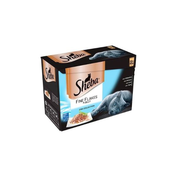 3065890099678 SHEBA POUCHES 12X85GR FINE FLAKES FISH IN JELLY BBD ( 1 X 4 ) - Image 1