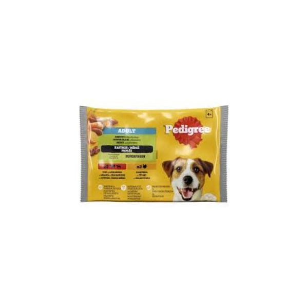 5900951293818 PEDIGREE POUCHES 4X100GR MIX (BEEF-LAMB-TURKEY) BBD 21/08/27 ( 1 X 13 ) - Image 1